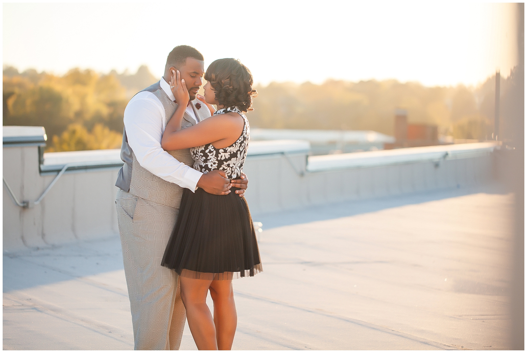 engagement photos at sunset from Charlotte wedding photographer